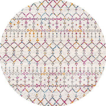 Moroccan Hype Boho Vintage Diamond Area Rug Ivory/Multi